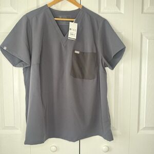 Figs Women's Technical Collection Catrina Contrast One Pocket Scrub Top 3XL Gray